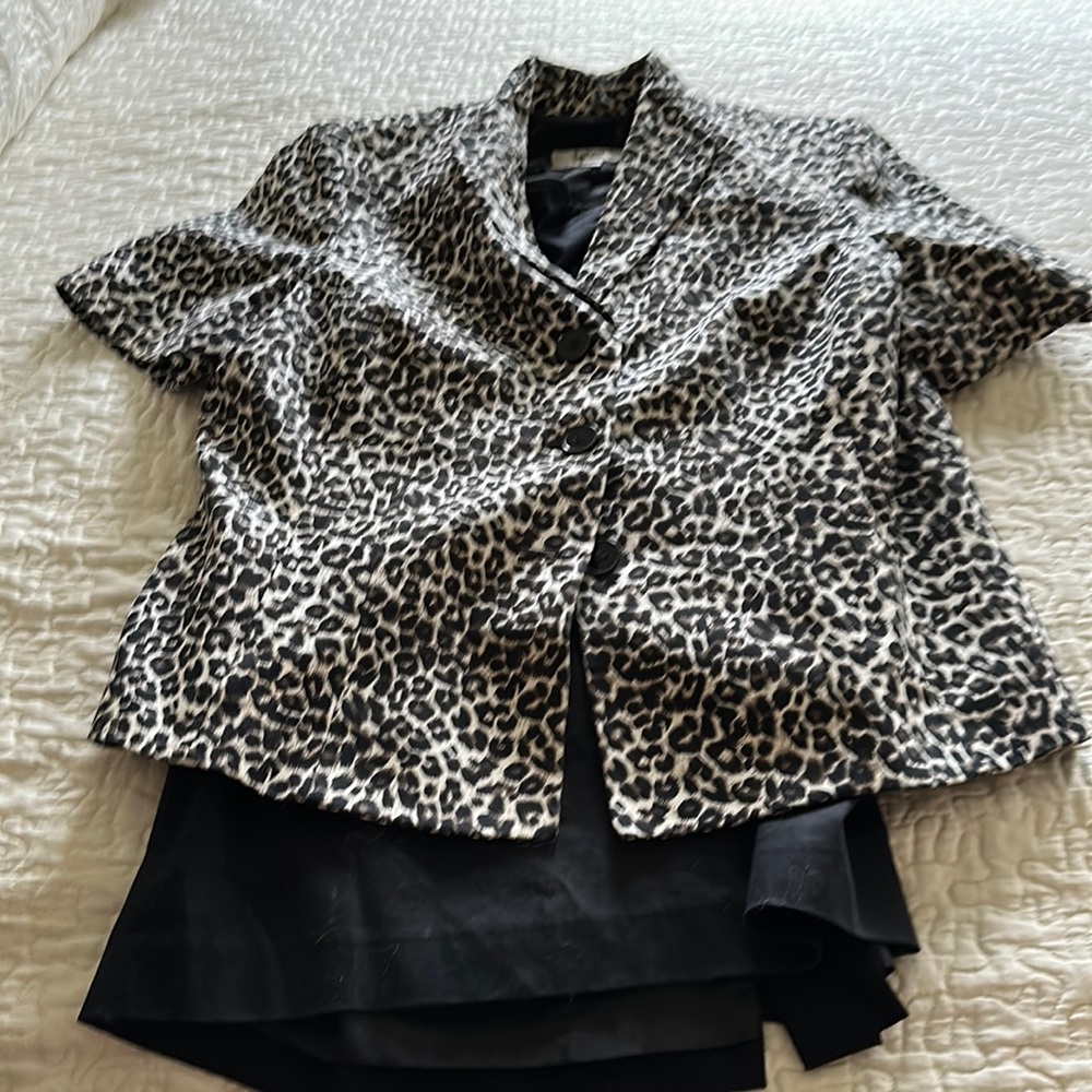 Leopard print skirt suit size 14